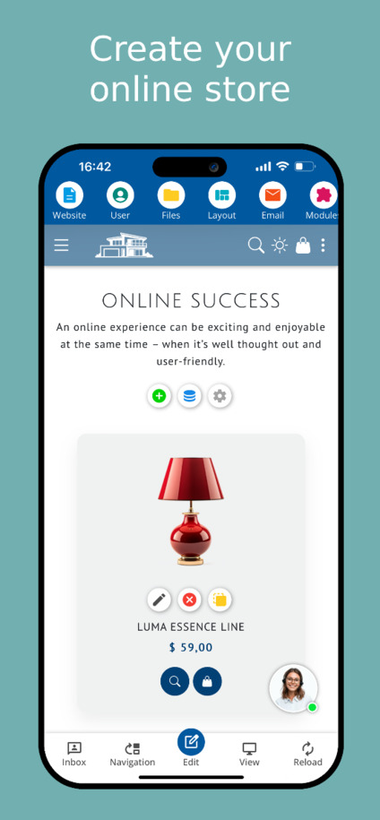 إنشاء متجر إلكتروني في تطبيق إنشاء المواقع - لقطة شاشة للهاتف الذكي