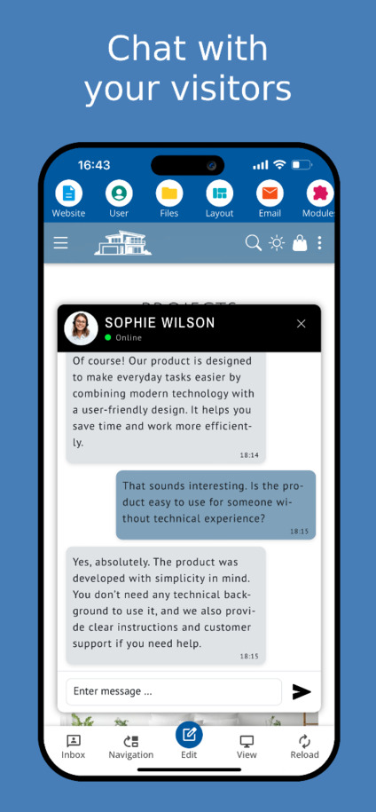 دردشة مباشرة مع زوار الموقع - عرض جوال